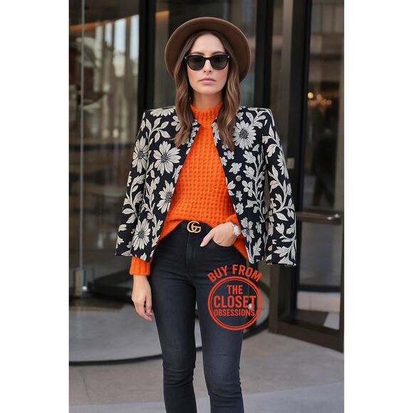 Zara Jackets & Blazers - Zara NWT Black White Floral Jacquard Structured Blazer M